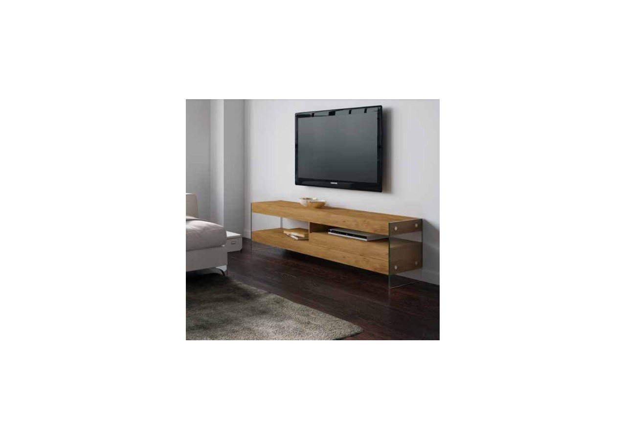Mueble TV moderno con patas en cristal templado