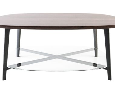 MESA DE CENTRO MODERNA TAPA DE MADERA OVALADA PASSARELLA OVALE LEGNO