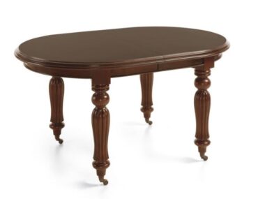 MESA OVALADA CLASICA VICTORIANA EXTENSIBLE CON RUEDAS