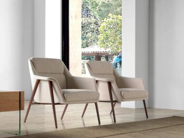 SILLÓN MODERNO ESTILO ITALIANO TAPIZADO EN TELA DE ALTA CALIDAD CON ESTRUCTURA DE ACERO RESISTENTE ÁNGEL CERDÁ A129