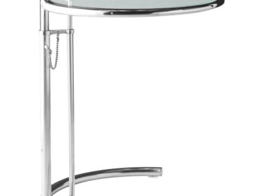 MESA RINCÓN REDONDA MODERNA DE CRISTAL Y ACERO INOXIDABLE PULIDO DE ALTA CALIDAD D19