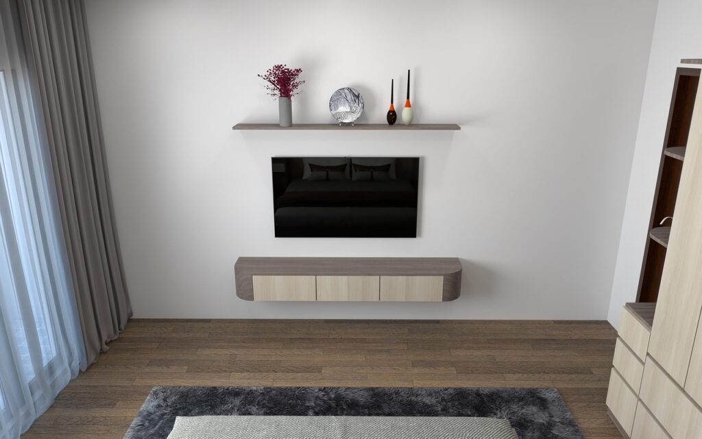 decorar suelo oscuro y muebles suspendidos