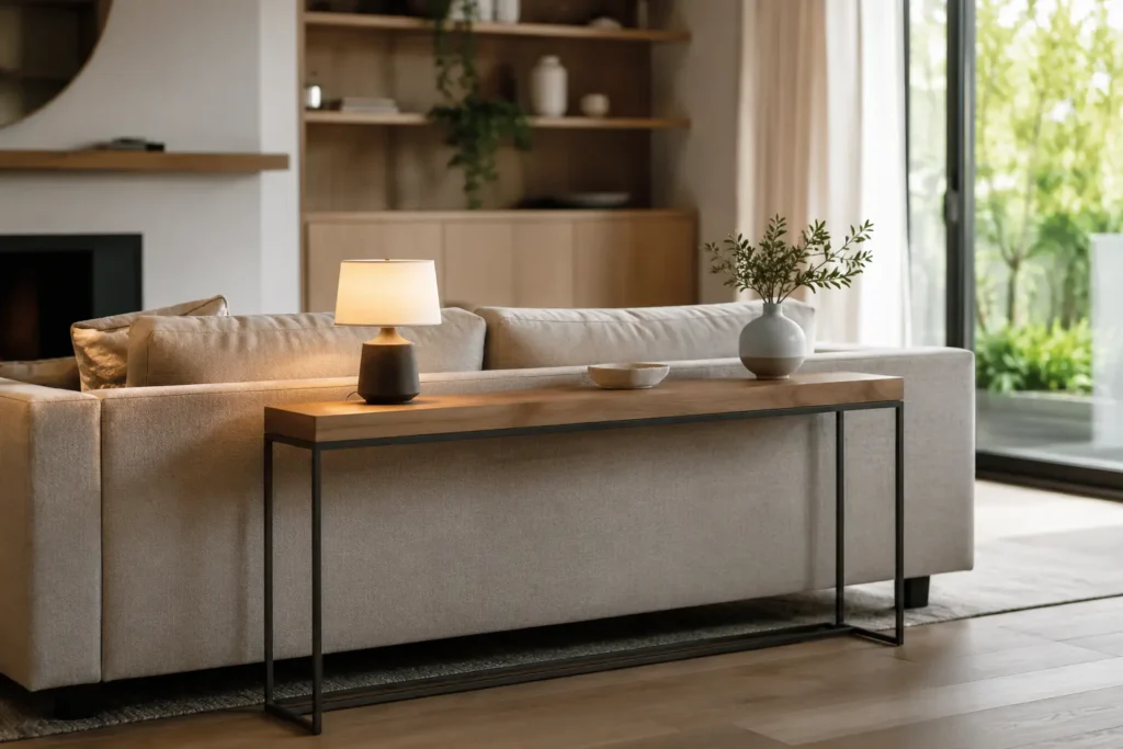 muebles tras el sofá